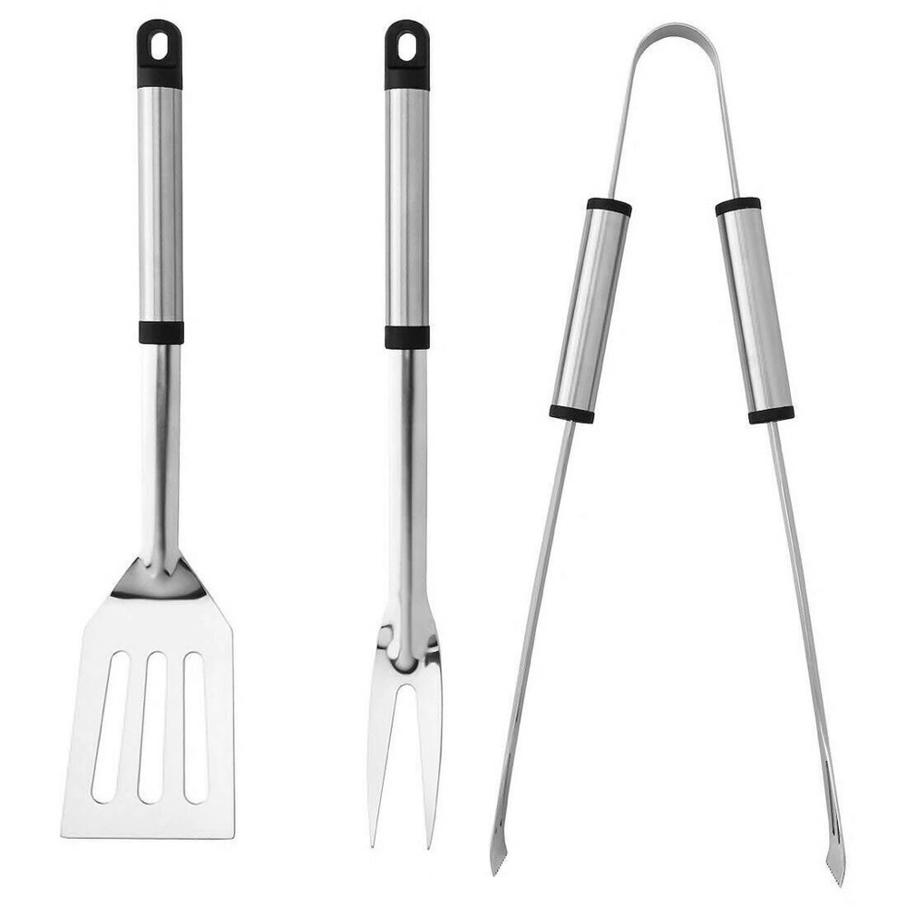 IKEA GRILLTIDER 3-piece barbecue tools set Stainless steel BRAND NEW-